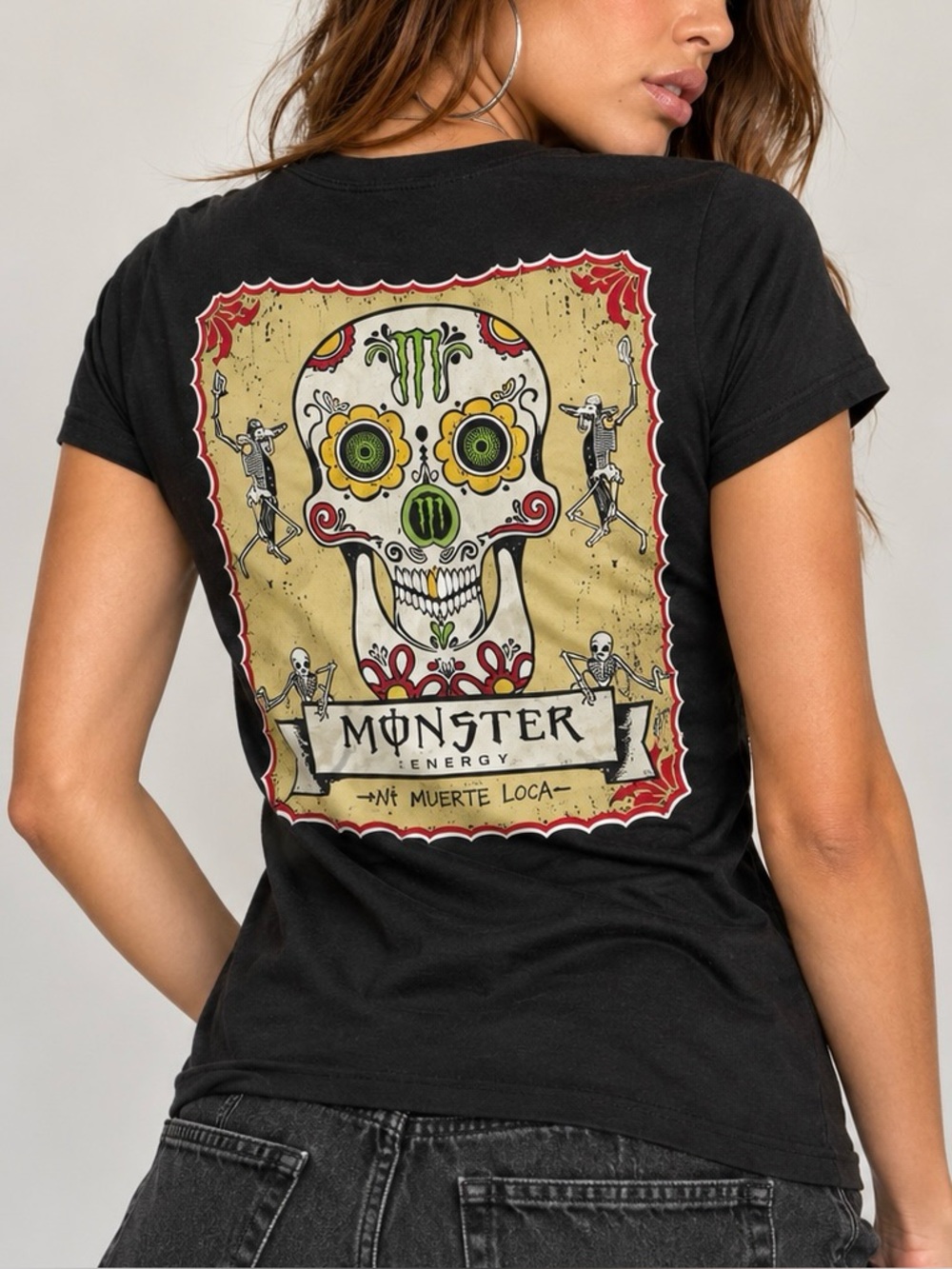 Monster Energy Mi Muerte Loca Sugar Skull Graphic Tee Y2K M